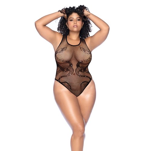Dare to shine in this Snake Fishnet Bodysuit, where the sinuous snake design is traced wit
