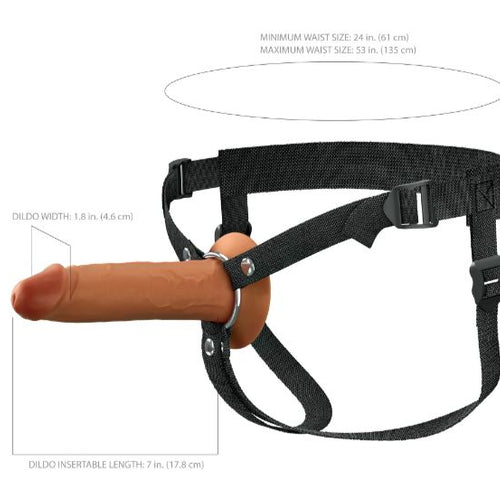 FANTASY X-TENSIONS ELITE 7IN SILICONE HOLLOW STRAP-ON DUAL DENSITY - BROWN - PD415929