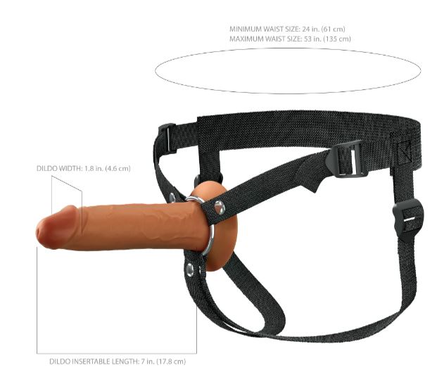 FANTASY X-TENSIONS ELITE 7IN SILICONE HOLLOW STRAP-ON DUAL DENSITY - BROWN - PD415929
