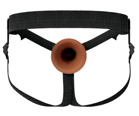 FANTASY X-TENSIONS ELITE 7IN SILICONE HOLLOW STRAP-ON DUAL DENSITY - BROWN - PD415929