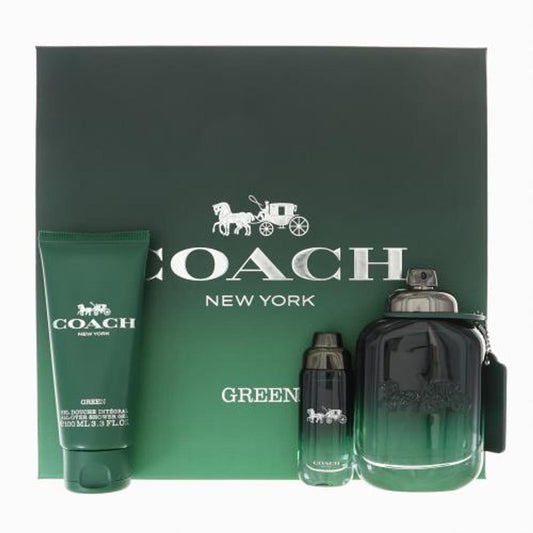 COACH GREEN 3PC SET, UNISEX GIFT SET, EDT