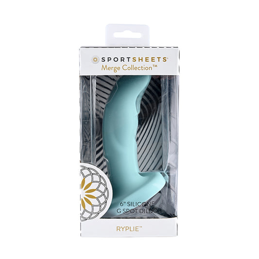 Sportsheets Merge Collection Ryplie 6 in. Silicone G-Spot Dildo with Suction Cup Blue