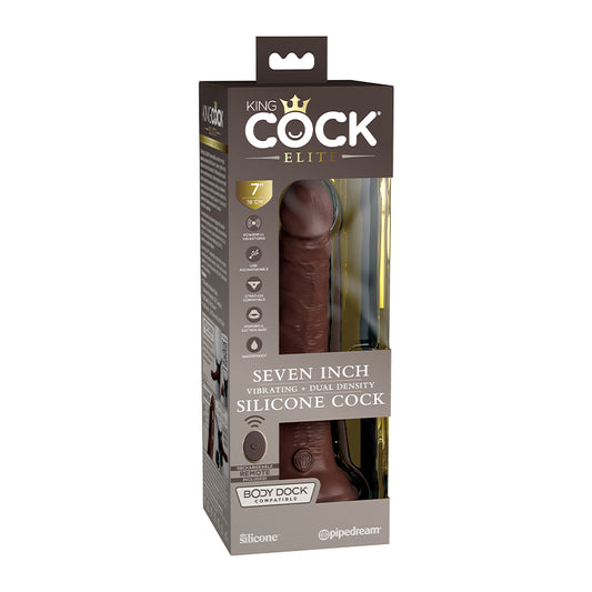 Pipedream King Cock Elite 7 in. Vibrating Dual Density Silicone Cock Rechargeable Remote-Controlled Realistic Dildo With Suction Cup