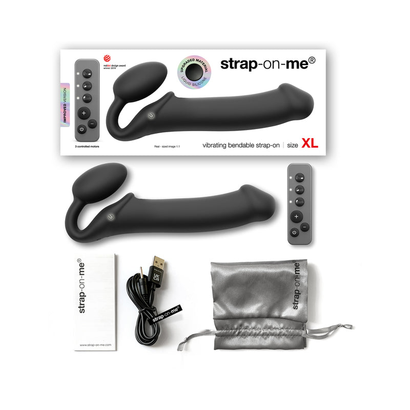 Strap-On-Me Rechargeable Remote-Controlled Silicone Vibrating Bendable Strap-On