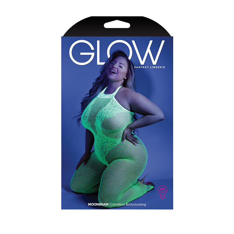 Fantasy Lingerie Glow Moonbeam Crotchless Bodystocking Green