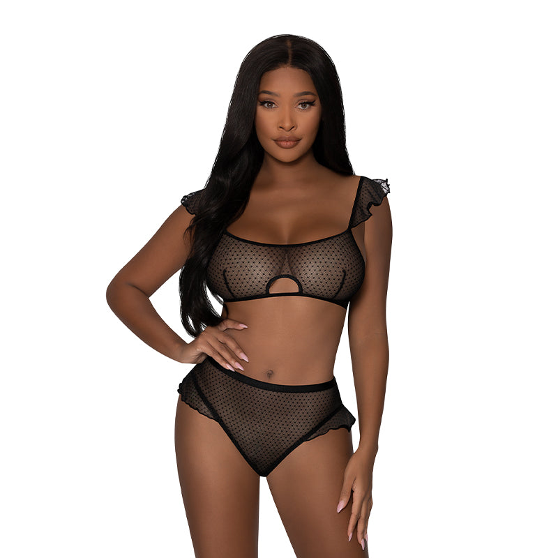 Magic Silk Girl Next Door Bralette & Panty Black S/M - Pinkfoxxx