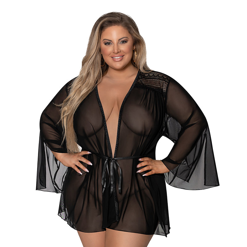 Magic Silk Modern Romance Short Robe Black Queen Size