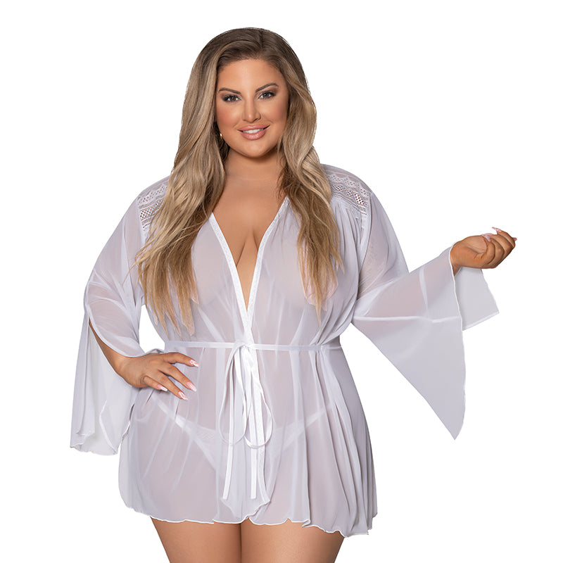 Magic Silk Modern Romance Short Robe White Queen Size