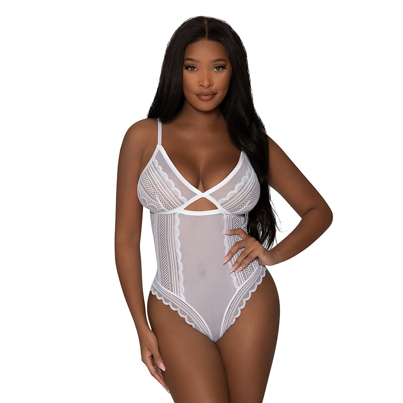 Magic Silk Modern Romance Cheeky Teddy White L/XL