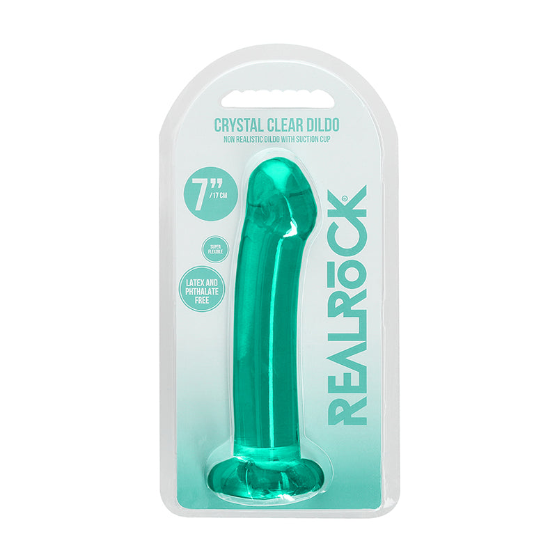 RealRock Crystal Clear Non-Realistic 7 in. Dildo With Suction Cup