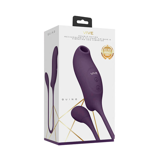 VIVE QUINO RECHARGEABLE AIR WAVE & VIBRATING SILICONE EGG VIBRATOR