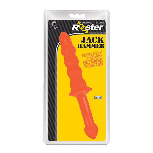 Curve Toys Rooster Jackhammer 10.5 in. Rippled Dildo with Insertable Handle Orange