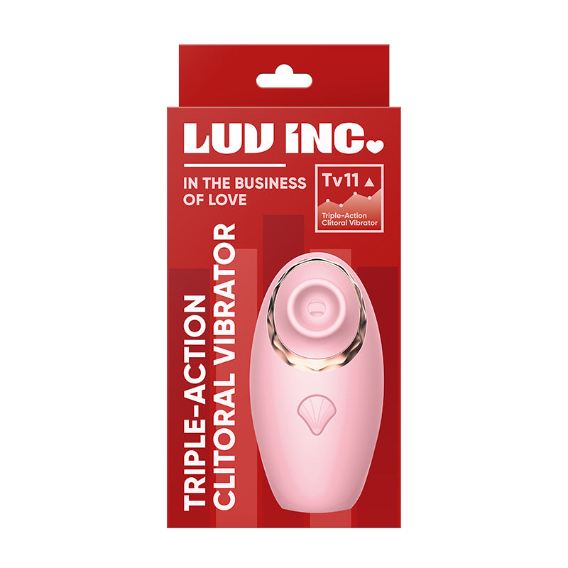 Luv Inc Tv11 Triple-Action Clitoral Vibrator Rechargeable Silicone 3-in-1 Stimulator