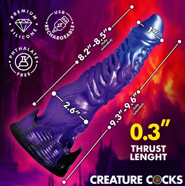 DIABOLOS THRUSTING & VIBRATING DILDO 9.6IN - XRAH818