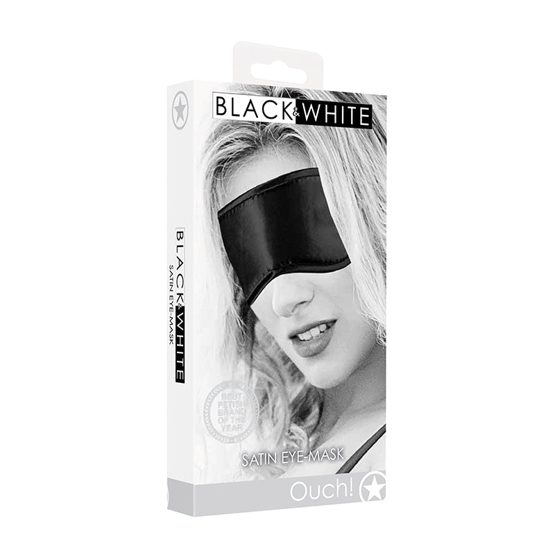 Ouch! Black & White Satin Eye Mask Blindfold Black