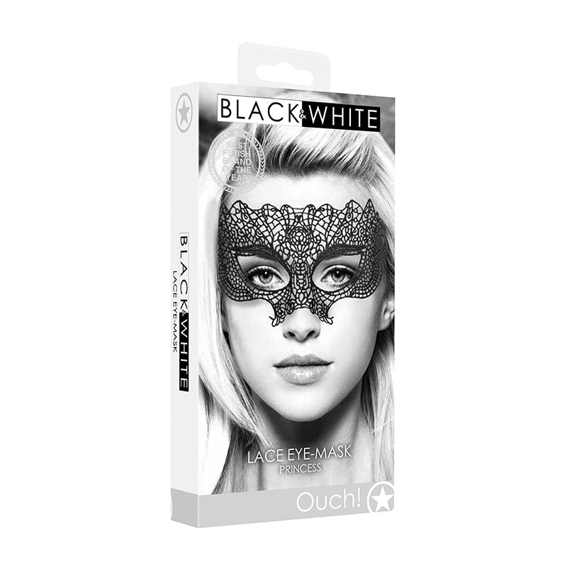 Ouch! Black & White Lace Eye Mask Black