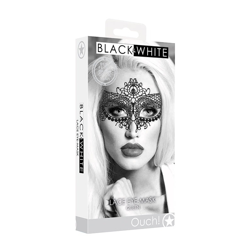 Ouch! Black & White Lace Eye Mask Black