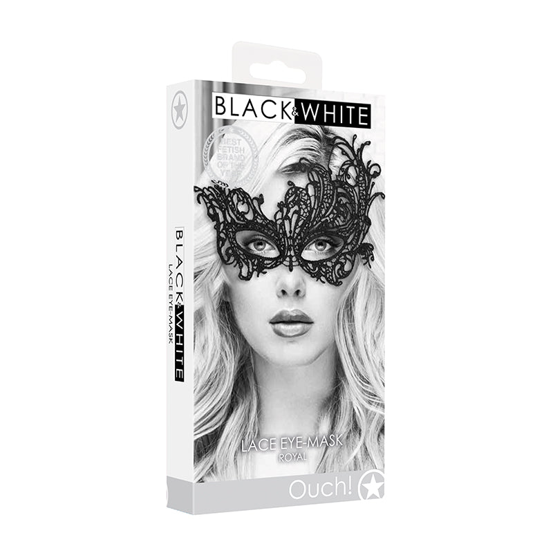 Ouch! Black & White Lace Eye Mask Black