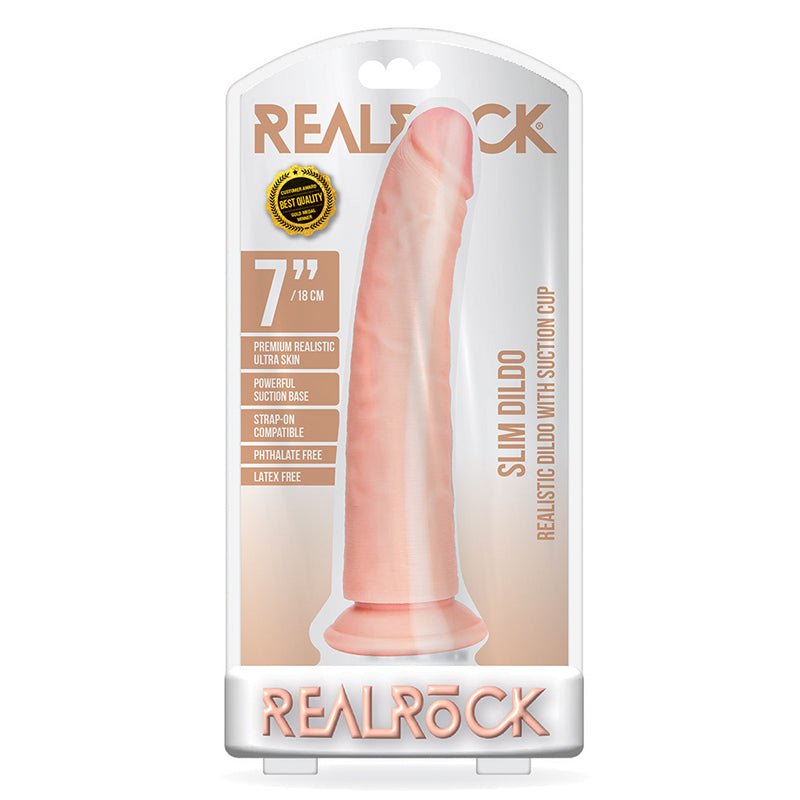 RealRock Realistic 7 in. Slim Dildo With Suction Cup