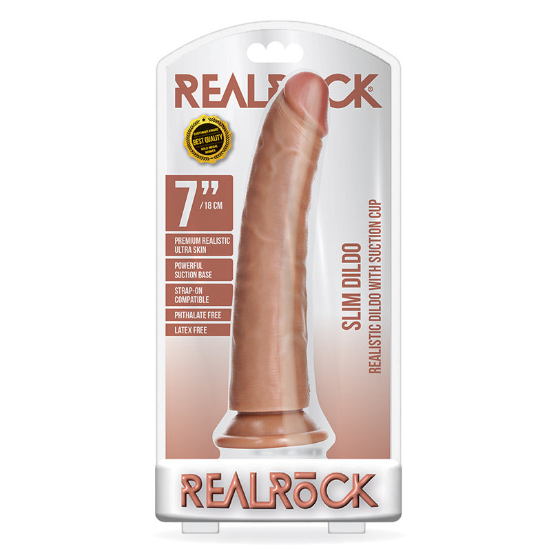 RealRock Realistic 7 in. Slim Dildo With Suction Cup