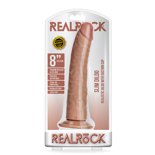 RealRock Realistic 8 in. Slim Dildo With Suction Cup