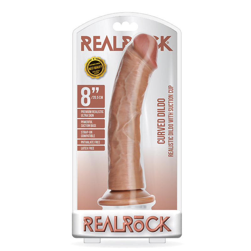 RealRock Realistic 8 in. Curved Dildo With Suction Cup