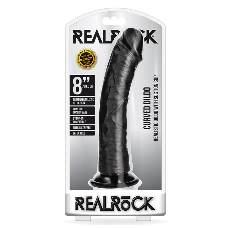 RealRock Realistic 8 in. Curved Dildo With Suction Cup