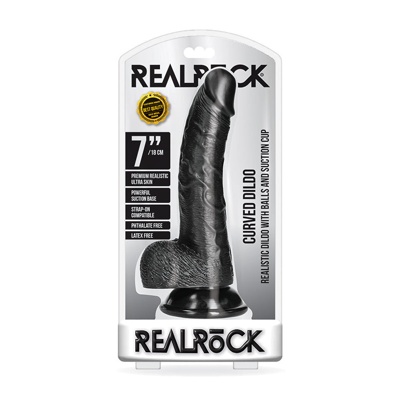 RealRock Realistic 7 in. Curved Dildo With Balls and Suction Cup