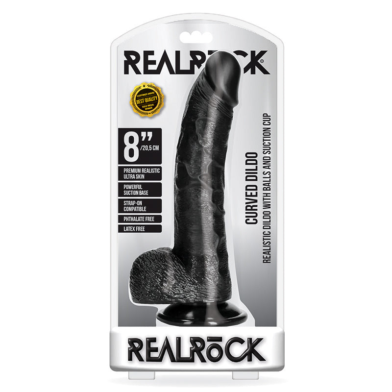 RealRock Realistic 8 in. Curved Dildo With Balls and Suction Cup