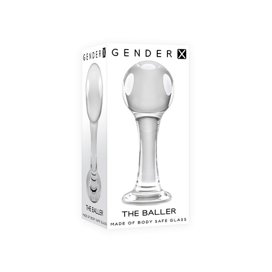 Gender X The Baller Round Glass Anal Plug Clear