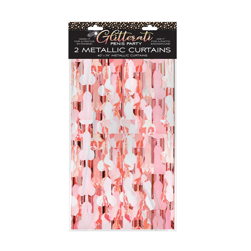 Glitterati Penis Party Metallic Foil Curtains 2-Pack