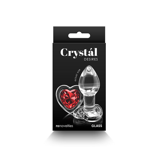 Crystal Desires Red Heart Gem Glass Plug Small