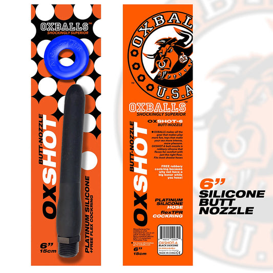 Oxballs Oxshot Butt Nozzle Shower Hose Flex Cockring Black