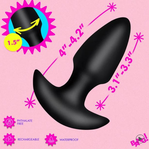 THRUSTING & VIBRATING SILICONE BUTT PLUG BLACK - XRAH832BLACK