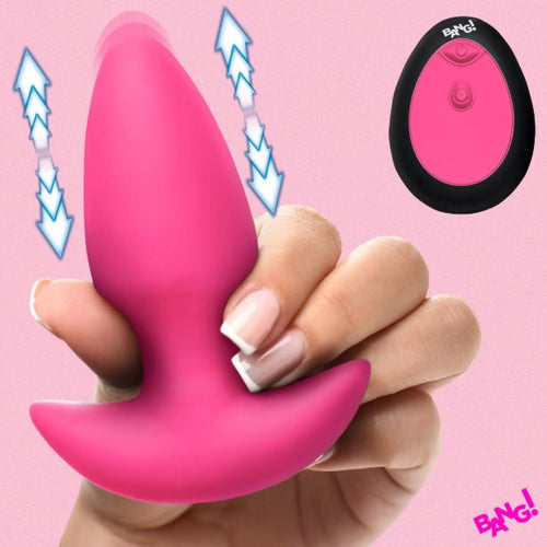 THRUSTING & VIBRATING SILICONE BUTT PLUG PINK - XRAH832PINK
