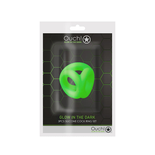 Ouch! Glow in the Dark Silicone Cock & Ball Sling Neon Green