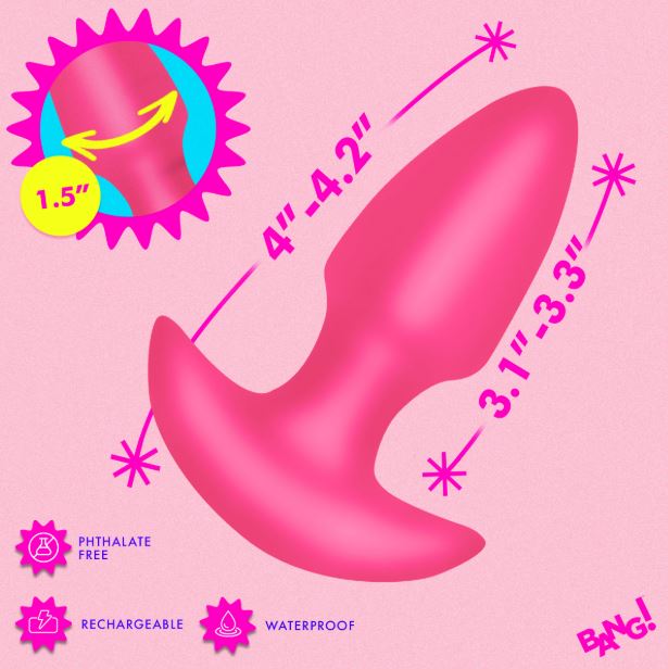 THRUSTING & VIBRATING SILICONE BUTT PLUG PINK - XRAH832PINK