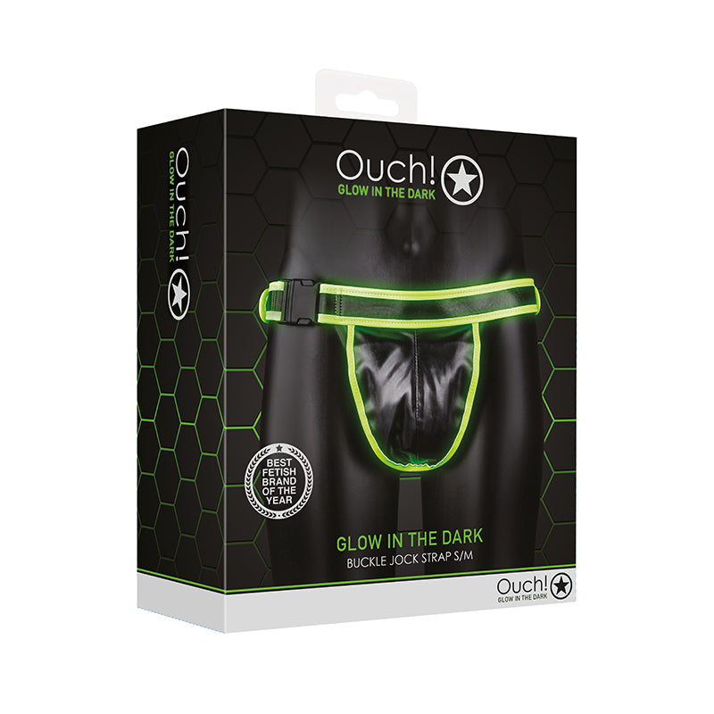 Ouch! Glow in the Dark Buckle Jock Strap Neon Green