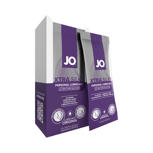 JO Silicone Xtra Silky Lubricant Foils 12-Piece Display 0.34 oz.