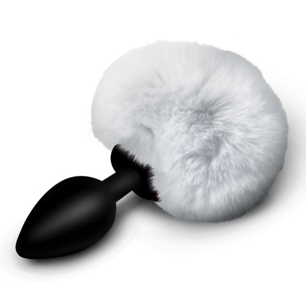 TAILZ FLUFFY BUNNY TAIL SILICONE PLUG WHITE - XRAH843WHITE
