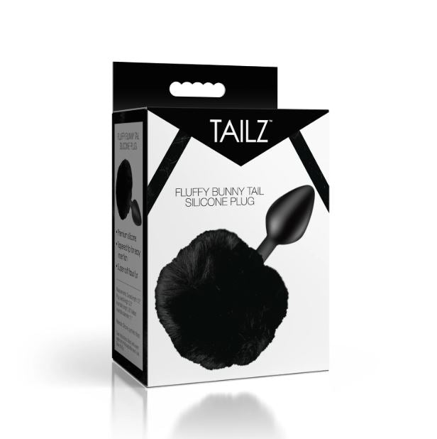 TAILZ FLUFFY BUNNY TAIL SILICONE PLUG BLACK - XRAH843BLACK