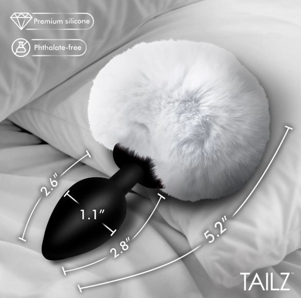 TAILZ FLUFFY BUNNY TAIL SILICONE PLUG WHITE - XRAH843WHITE