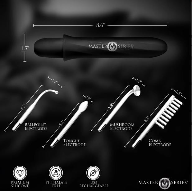 MASTER SERIES ELEKTRAWAND RECHARGEABLE VIOLET WAND W/ATTACHMENTS BLACK - XRAH855BLACK