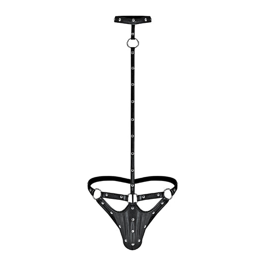 Male Power Fetish Tormentor Choker G-String Body Harness Black L/XL