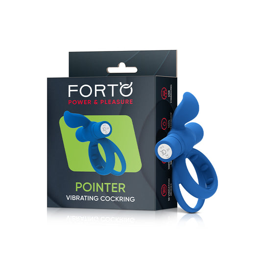 Forto Pointer Rechargeable Silicone Vibrating Dual Cockring with External Stimulator