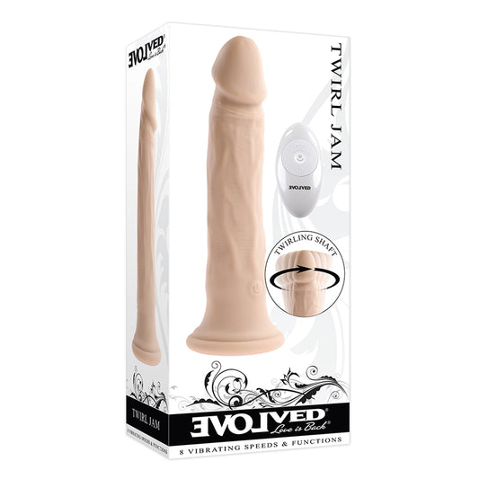 Evolved Twirl Jam Rechargeable Remote-Controlled Vibrating Twirling 9 in. Silicone Dildo