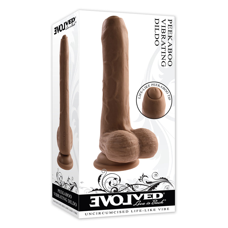 Evolved Peek A Boo Rechargeable Vibrating 8 in. Silicone Uncircumcised Dildo with Power Boost