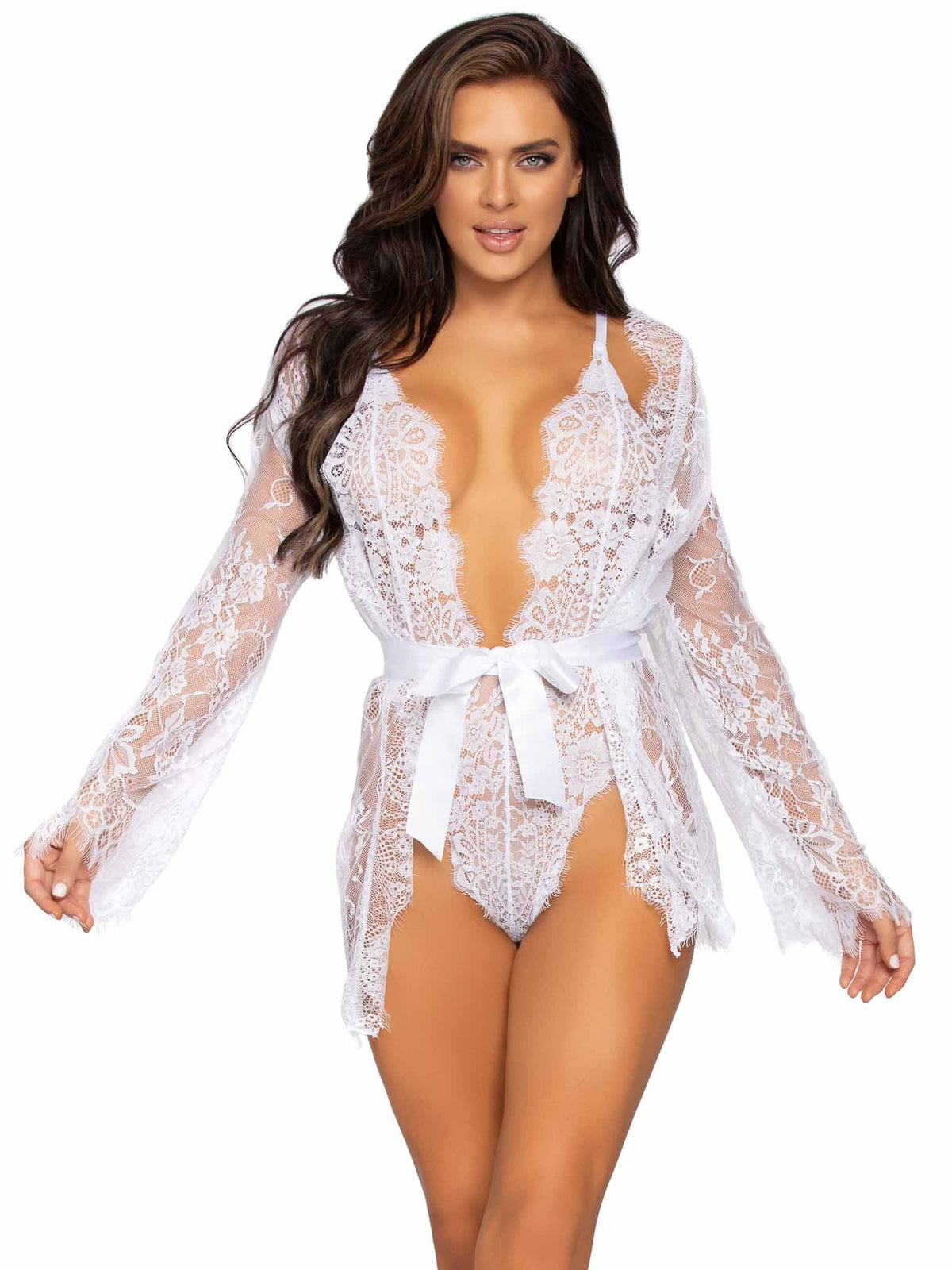 Love Affair Lace Robe & Teddy Set - 86112     00101