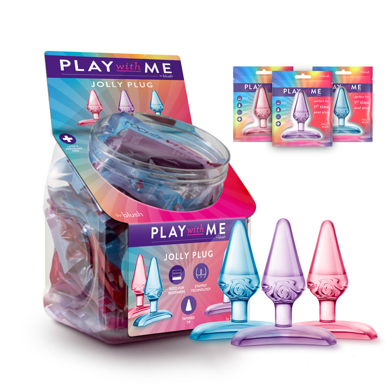 Blush Play With Me Jolly Plug 24-Piece Fishbowl Display