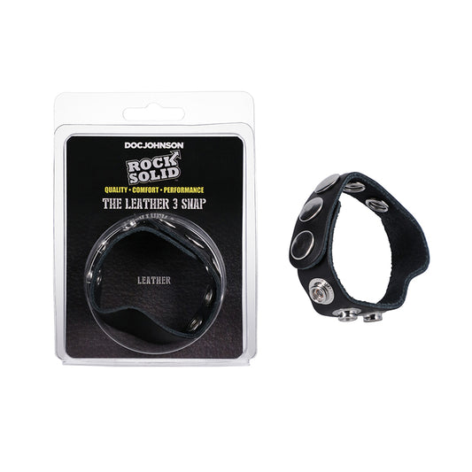 Rock Solid Adjustable Leather -Snap Cock Ring Black